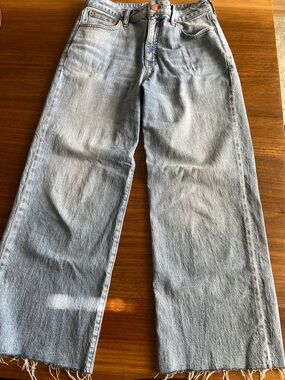 Women’s J Crew Curvy Light Blue Wide-Leg Cropped Jeans size 26